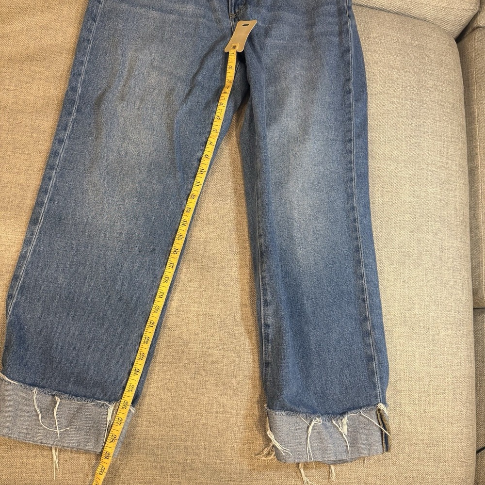 LOFT Slouchy Boyfriend Jeans Womens 29 8 Medium Wash Baggy Cuffed Raw Hem - Picture 12 of 13